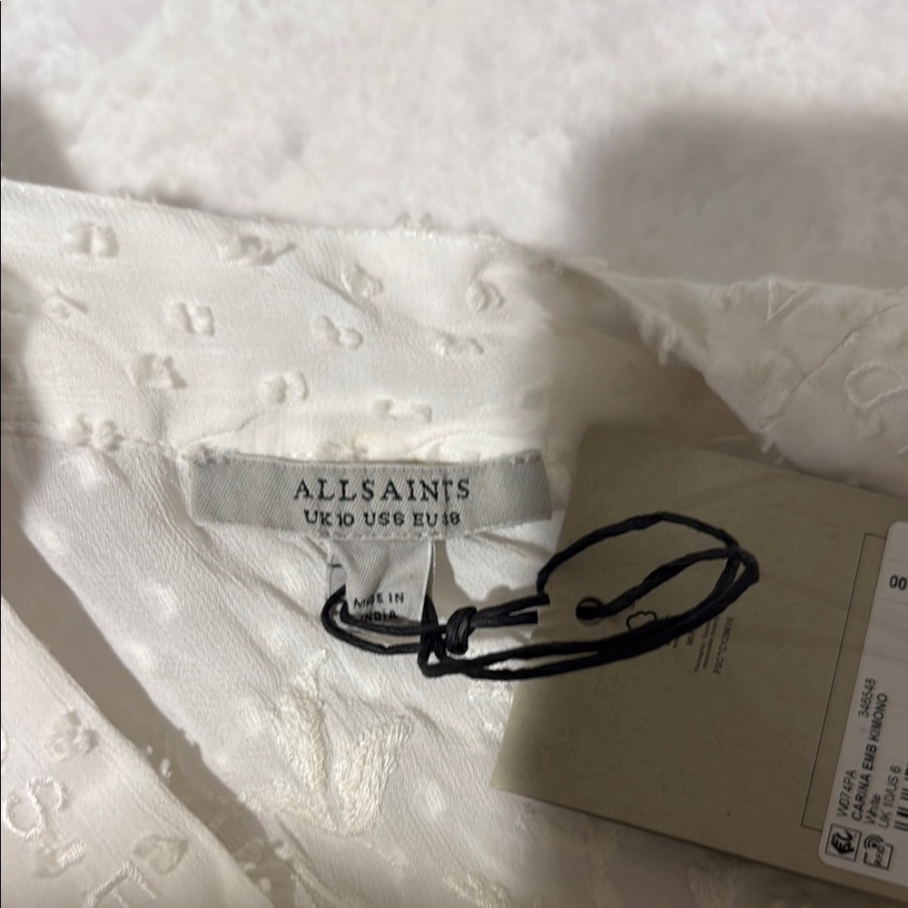 All Saints White Lace Robe with Floral Pattern and Tie Waist - Picture 6 of 10